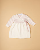 Cueiro tricot jacquard/ cru e rosa velho