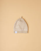 Gorro tricot jacquard/ bege e branco